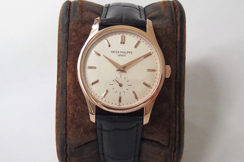 Patek Philippe Calatrava 5196 RG White Dial on Brown Leather Strap A23J