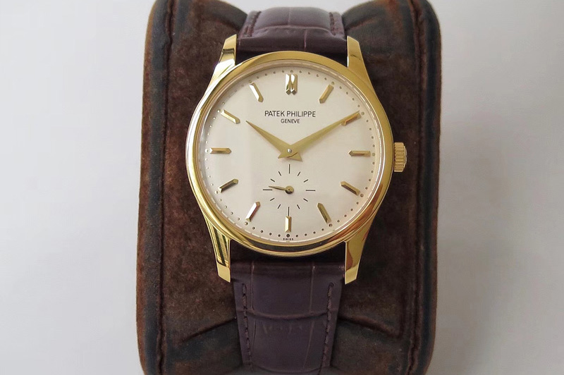 Patek Philippe Calatrava 5196 YG White Dial on Brown Leather Strap A23J
