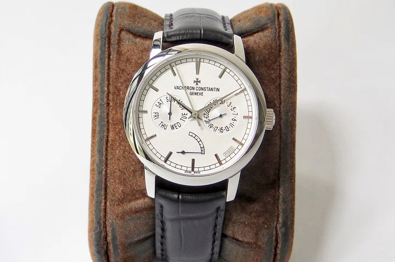 Vacheron Constantin Traditionnelle Day Date SS OXF Best Edition White Dial on Black Leather Strap A23J