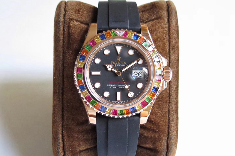 Rolex Yacht-Master 40 116695SATS Noob 1:1 Best Edition 904L Case on Black Rubber Strap (Free Extra Strap)