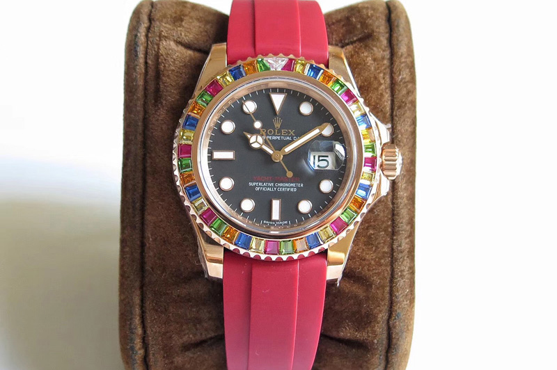 Rolex Yacht-Master 40 116695SATS Noob 1:1 Best Edition 904L Case on Red Rubber Strap (Free Extra Strap)