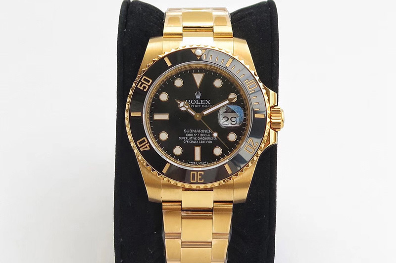 Rolex Submariner 116613 LN VRF 1:1 Best Edition YG Wrapped Black Dial on YG Wrapped Bracelet A2836 MAX Version