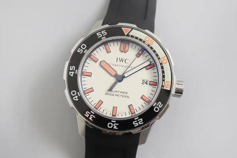 IWC Aquatimer SS IWS 1:1 Best Edition White Dial on Black Rubber Strap A2892