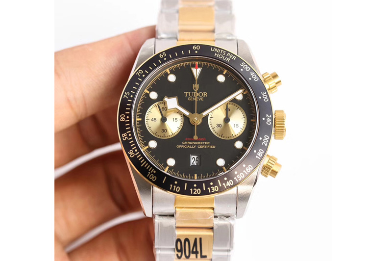Tudor Heritage 79530 Rose Gold 904L Black Bezel TW Best Edition Black Dial on SS/RG Bracelet A7750