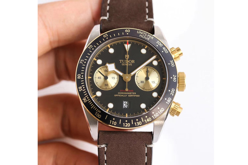 Tudor Heritage 79530 Rose Gold 904L Black Bezel TW Best Edition Black Dial on Leather Strap A7750