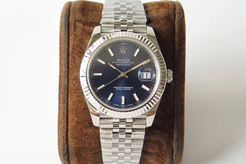Rolex DateJust 41 126334 SS REF 1:1 Best Edition Blue Dial Stick Markers on Jubilee Bracelet A3235 Clone