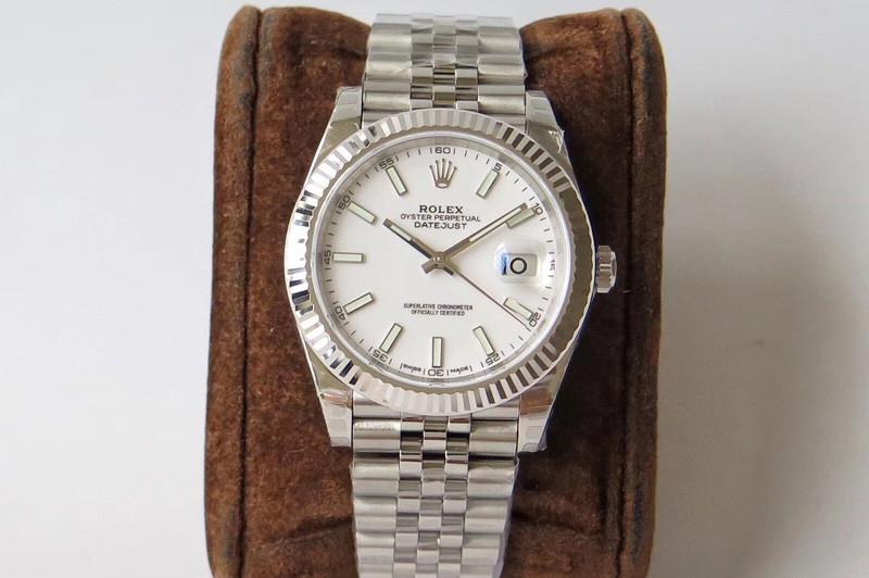 Rolex DateJust 41 126334 SS REF 1:1 Best Edition White Dial Stick Markers on Jubilee Bracelet A3235 Clone