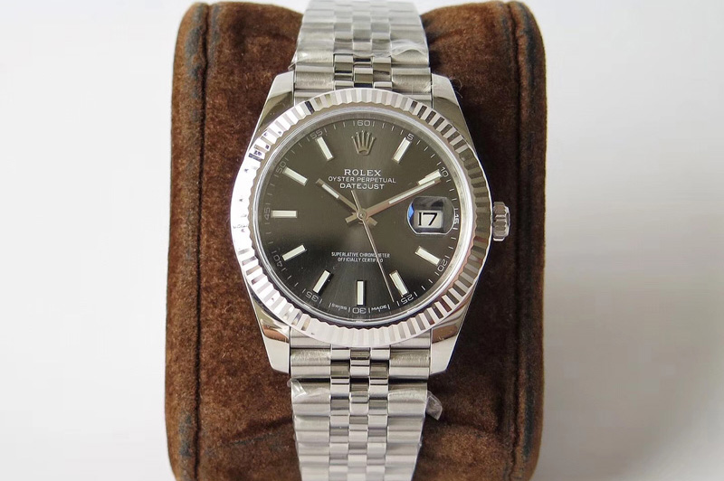 Rolex DateJust 41 126334 SS REF 1:1 Best Edition Gray Dial Stick Markers on Jubilee Bracelet A3235 Clone