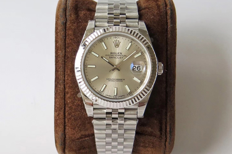 Rolex DateJust 41 126334 SS REF 1:1 Best Edition Silver Dial Stick Markers on Jubilee Bracelet A3235 Clone