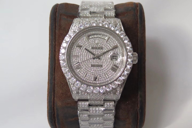 Rolex Day-date II 40mm 904L SS TW Best Edtion Big Diamond Bezel Full Dimaond Case and Bracelet A2836