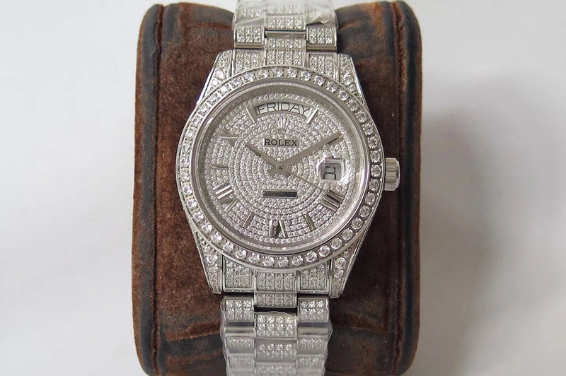 Rolex Day-date II 40mm 904L SS TW Best Edtion Diamond Bezel Full Dimaond Case and Bracelet A2836