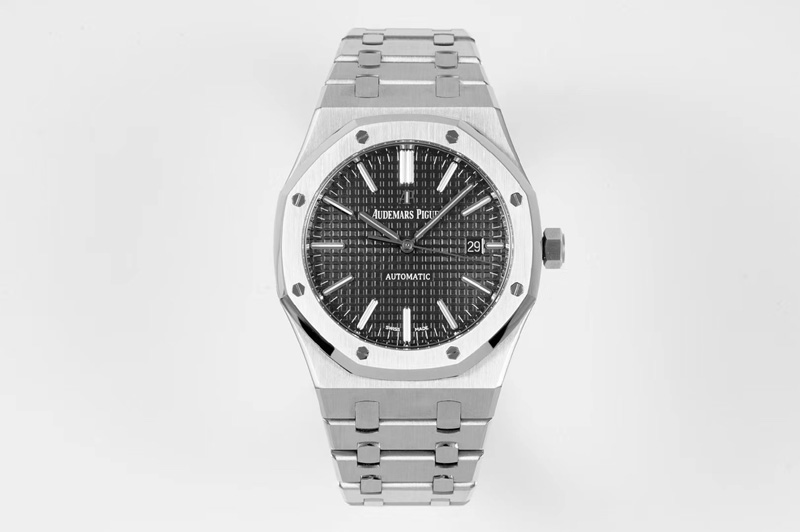 Audemars Piguet Royal Oak 41mm 15400 SS Z+F 1:1 Best Edition Black Textured Dial on SS Bracelet A3120 (Free Box)