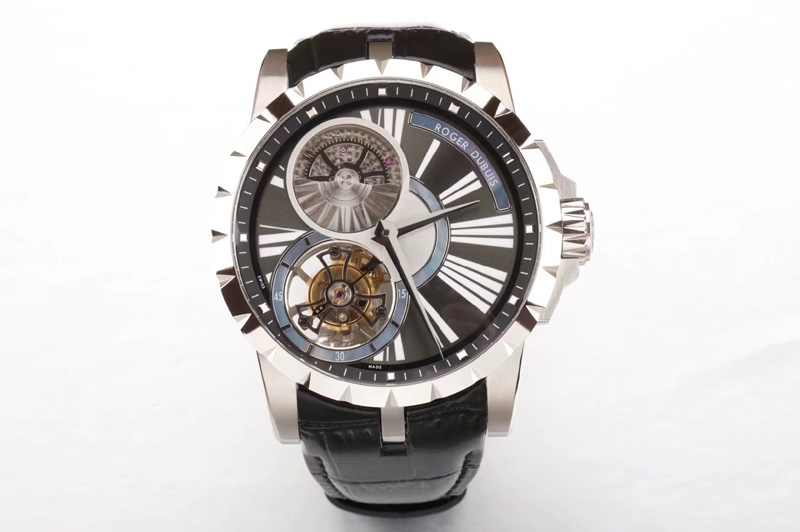 Roger Dubuis Excalibur Rddbex0261 SS BBR Best Edition Skeleton Dial on Black Leather Strap A2136 Tourbillon