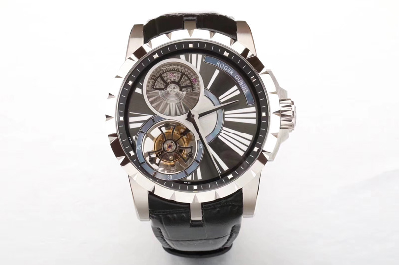 Roger Dubuis Excalibur Rddbex0261 SS BBR Best Edition Skeleton Dial on Black Leather Strap A2136 Tourbillon