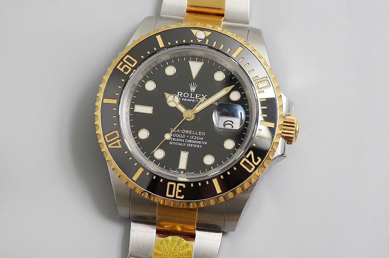 Rolex Sea-Dweller Two Tone SS/YG Wrapped 126603 D1 Best Edition Black Dial on SS/Wrapped Bracelet A2836