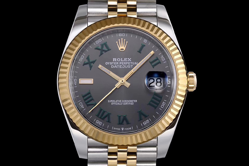 Rolex DateJust 41 SS/YG 126334 DJF Best Edition 904L Steel Gray Dial Roman Markers on SS/YG Jubilee Bracelet A2824