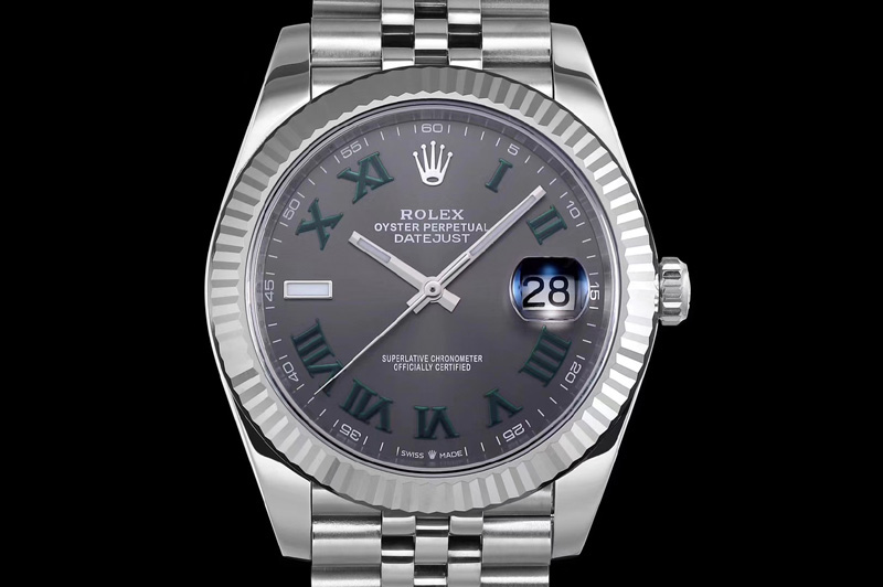 Rolex DateJust 41 SS 126334 DJF Best Edition 904L Steel Gray Dial Roman Markers on Jubilee Bracelet A2824