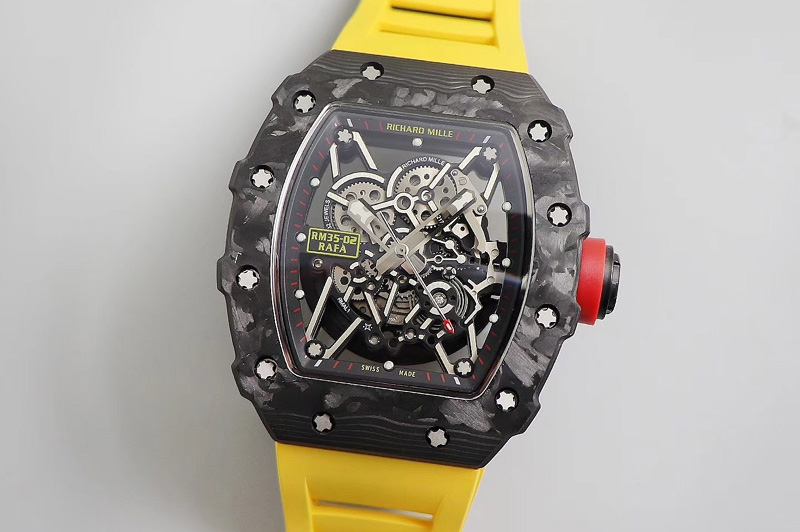 Richard Mille RM035-02 KVF Best Edition Skeleton Dial Red on Yellow Rubber Strap MIYOTA8215 V3
