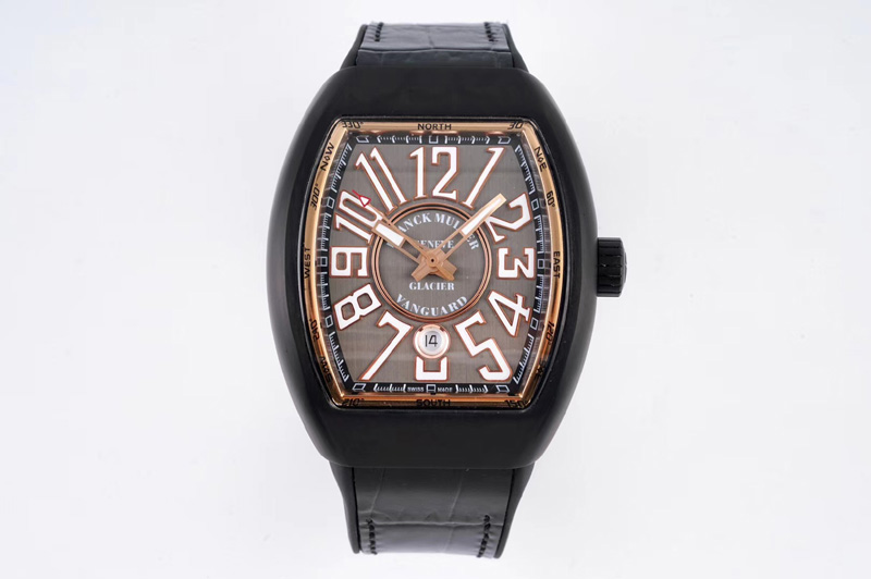 Franck Muller Vanguard V45 25th PVD ABF Best Edition Gray Dial on Black Leather Strap A2824
