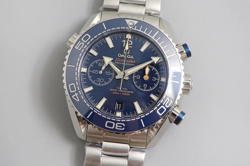Omega Planet Ocean Master Chronometer OMF SS Blue Polished Bezel Blue Dial on SS Bracelet A9900