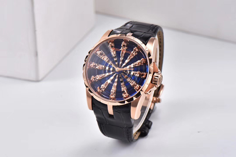 Roger Dubuis Excalibur Knights of the Round Table II RG ZF Best Edition Black Dial on Black Leather Strap MIYOTA 9015