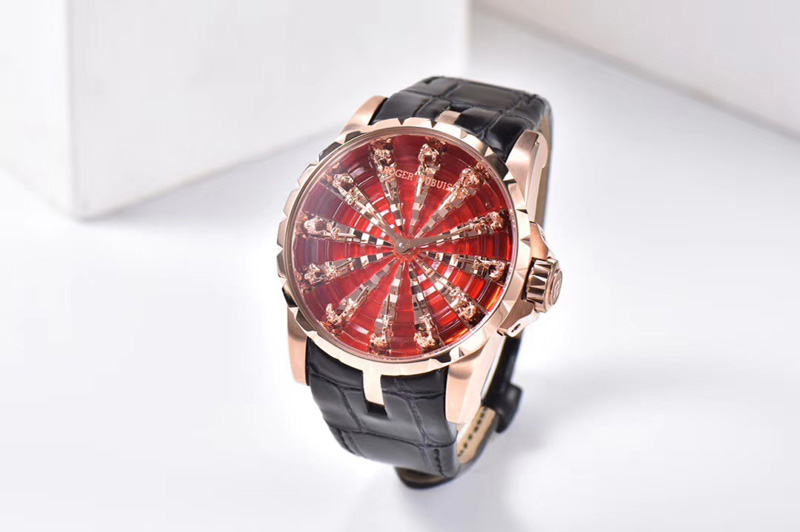 Roger Dubuis Excalibur Knights of the Round Table II RG ZF Best Edition Red Dial on Black Leather Strap MIYOTA 9015