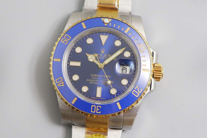 Rolex Submariner 116613 LB SS/YG Blue DIF 1:1 Best Edition 18K Wrapped gold SS/YG Case and Bracelet A2824