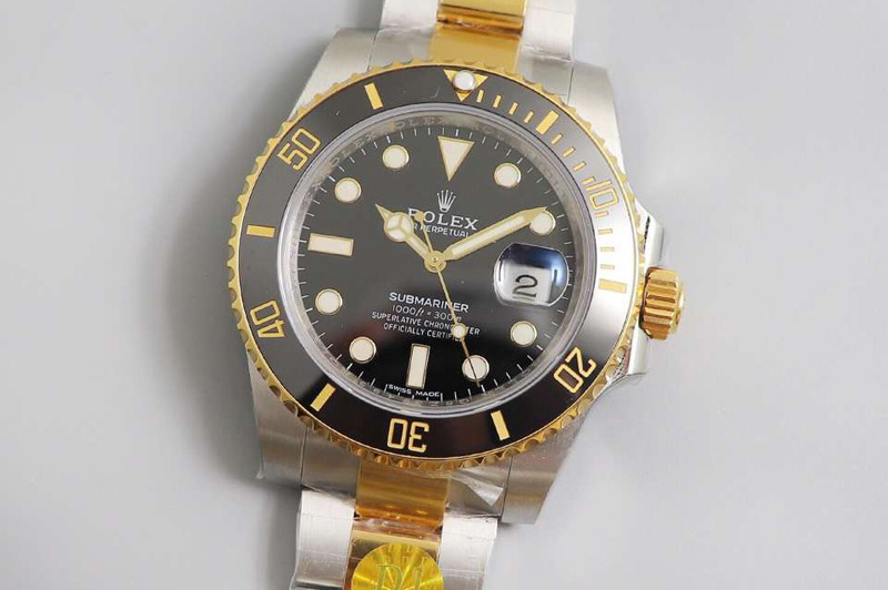 Rolex Submariner 116613 LN SS/YG Black DIF 1:1 Best Edition 18K Wrapped gold SS/YG Case and Bracelet A2824