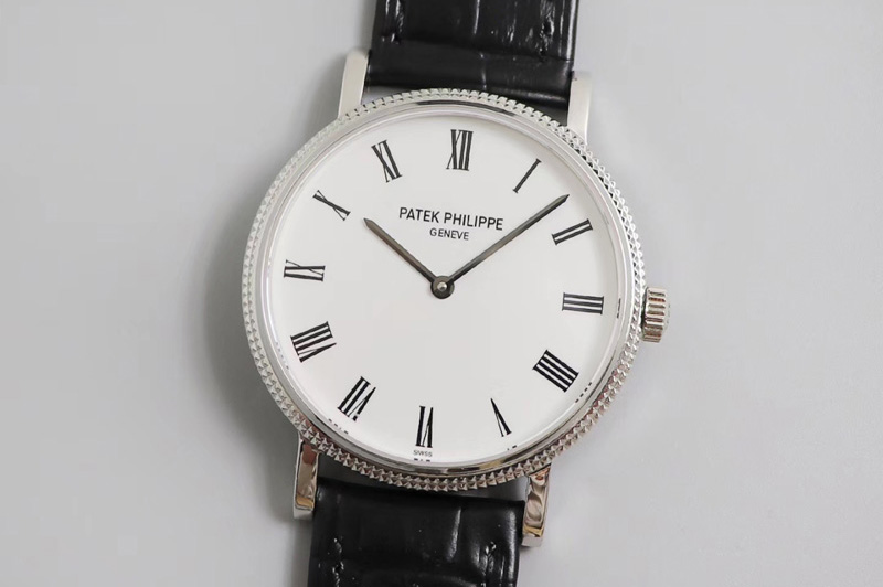 Patek Philippe Calatrava 5120G SS TW Best Edtion White Dial on Black Leather Strap Cal.240