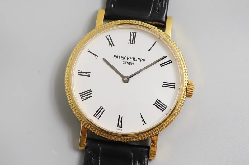 Patek Philippe Calatrava 5120G YG TW Best Edtion White Dial on Black Leather Strap Cal.240