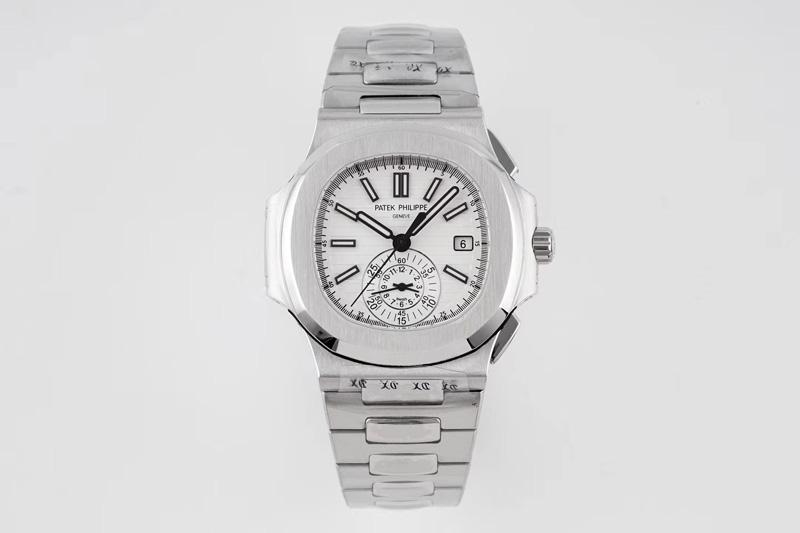 Patek Philippe Nautilus Chrono 5980 SS 3K Best Edtion White Textured Dial on SS Bracelet PP CH 28-520
