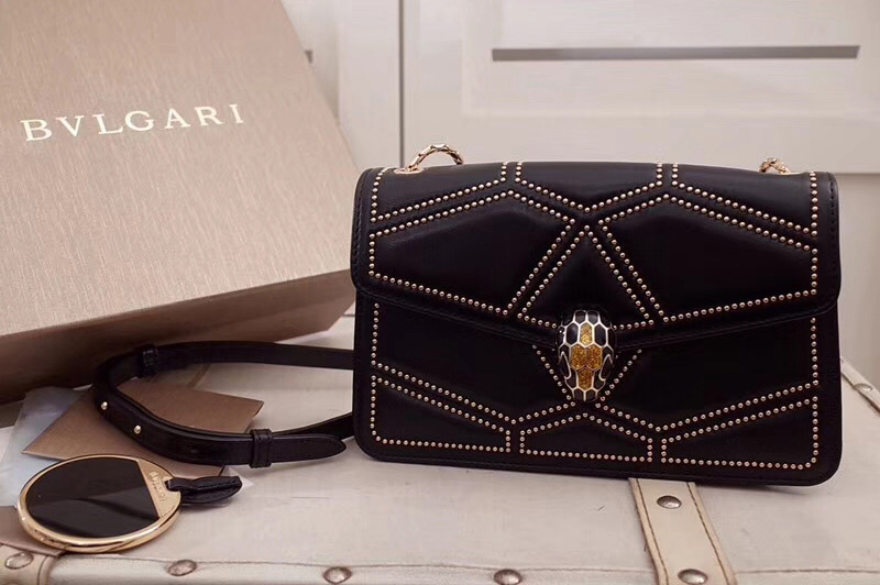 Bvlgari Serpenti Forever 284447 Flap Cover Bags Black Original Leather