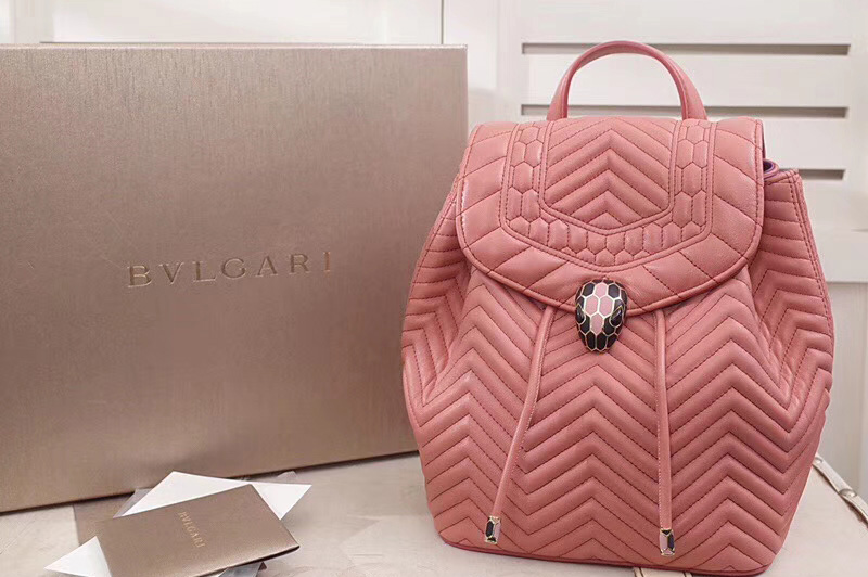 Bvlgari Serpenti Forever 286536 Backpack White Pink Nappa Leather