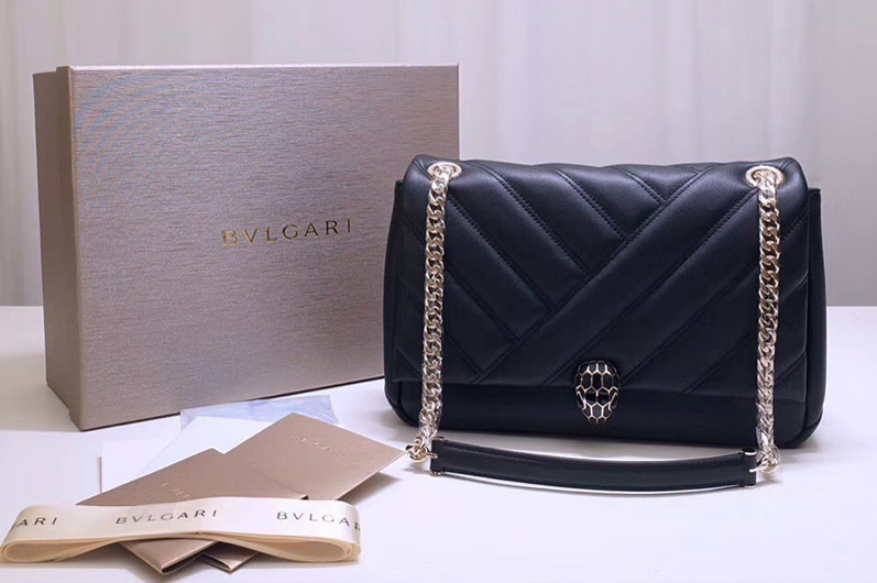 Bvlgari 287983 Serpenti Cabochon Shoulder Bags Black Nappa Leather