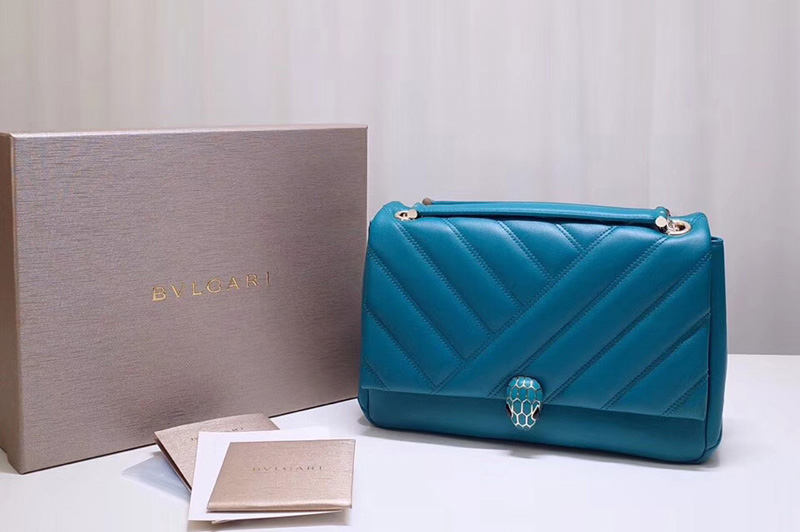 Bvlgari 287983 Serpenti Cabochon Shoulder Bags Blue Nappa Leather