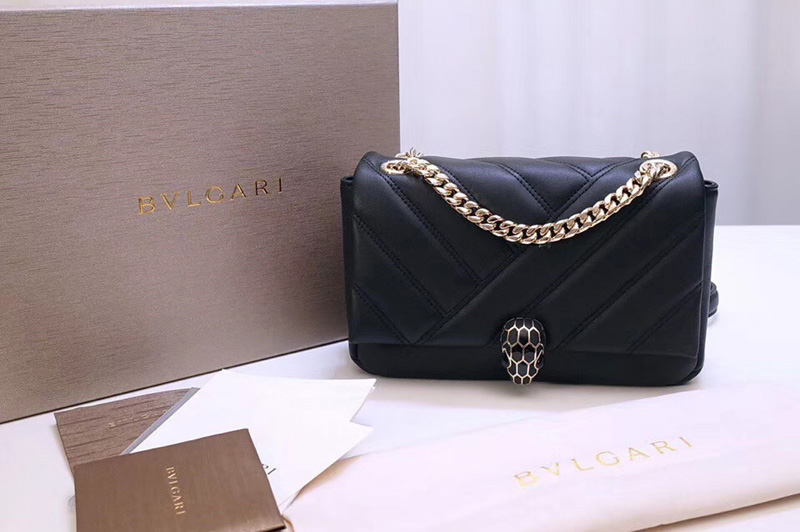 Bvlgari 287993 Serpenti Cabochon Shoulder Bags Black Nappa Leather