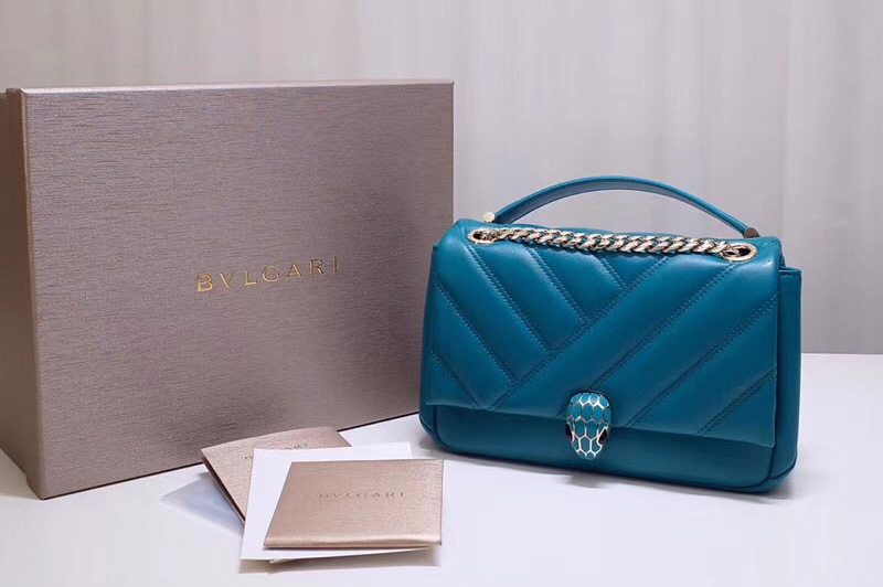 Bvlgari 287993 Serpenti Cabochon Shoulder Bags Blue Nappa Leather