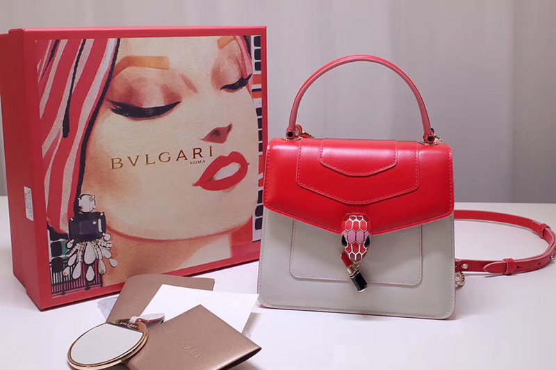 Bvlgari Serpenti Forever 288676 Crossbody Bags Red/White Calf Leather