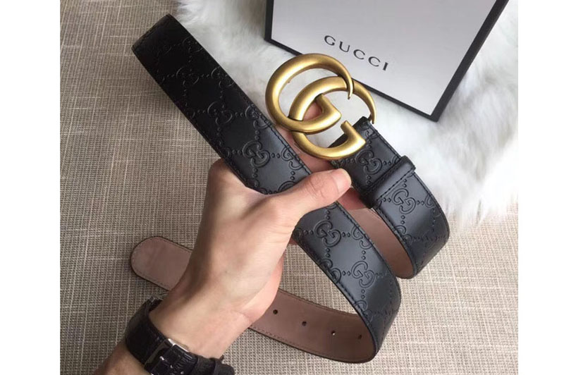 Gucci 40mm Signature leather belt Black Leather Double G buckle