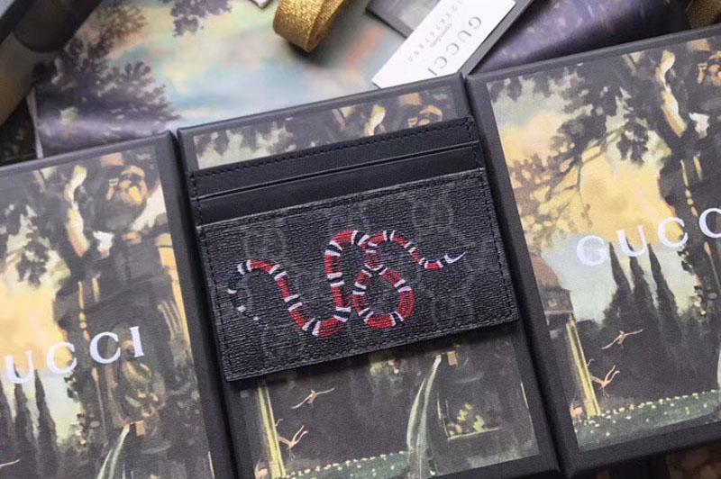 Gucci 451277 Kingsnake print GG Supreme card case Black