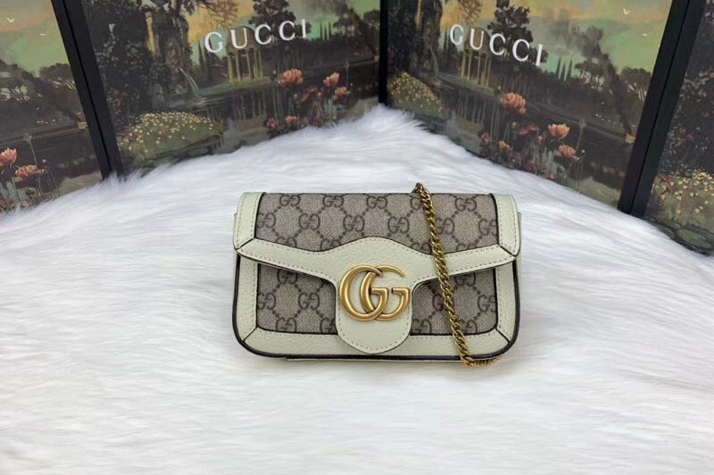 Gucci 476433 GG Canvas Super Mini Bags White