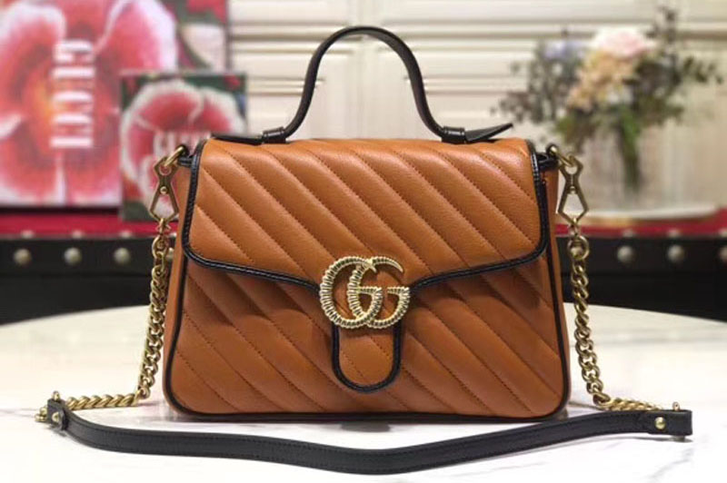 Gucci 498110 GG Marmont small top handle bag cognac leather