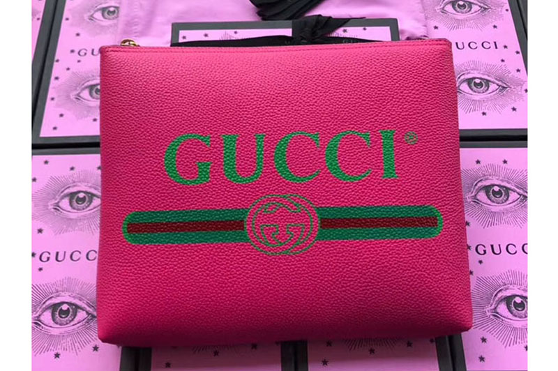 Gucci 500981 Print leather medium portfolio Pink Leather