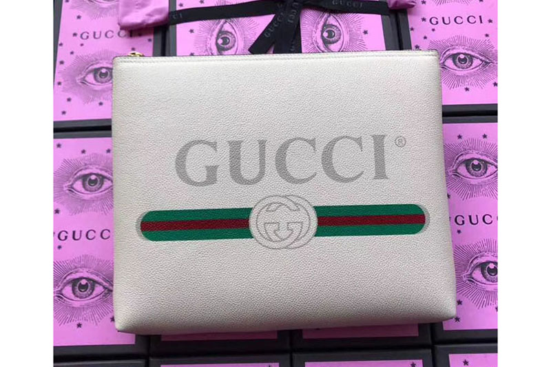 Gucci 500981 Print leather medium portfolio White Leather