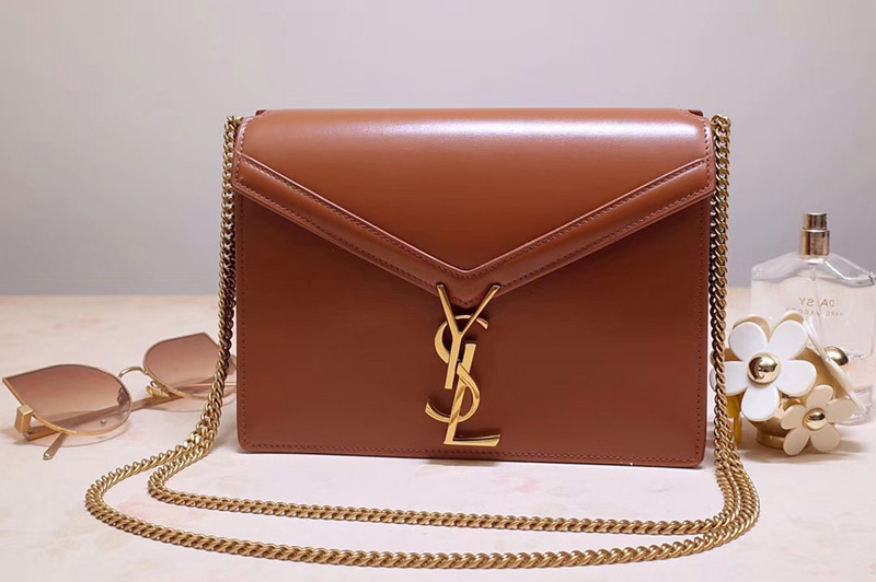Saint Laurent YSL 532750 Cassandra Monogram Clasp Bags In Tan Smooth Leather
