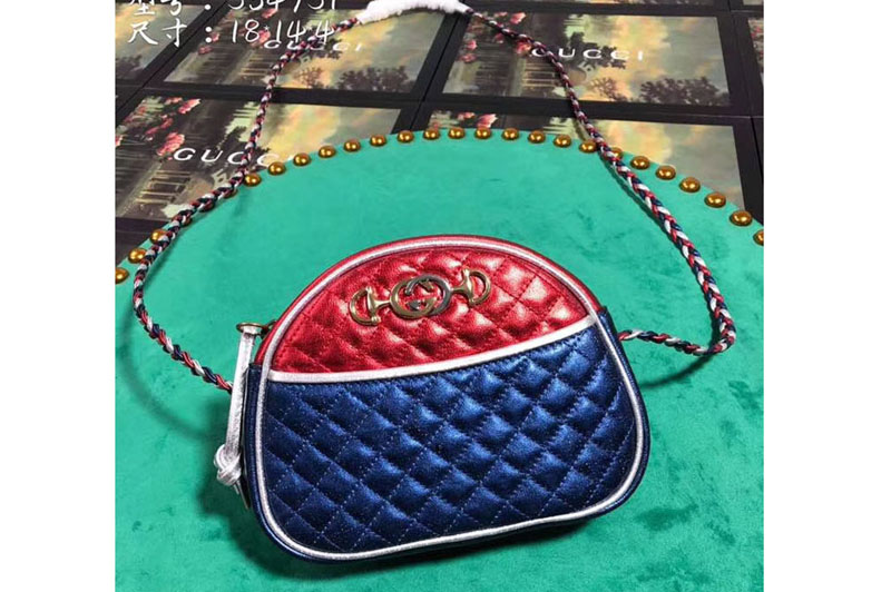 Gucci 534951 Laminated Leather Mini Bags Blue And Red