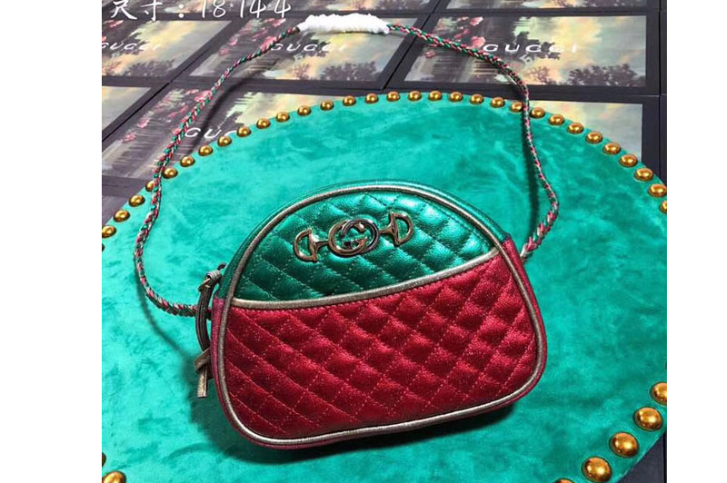 Gucci 534951 Laminated Leather Mini Bags Green And Red