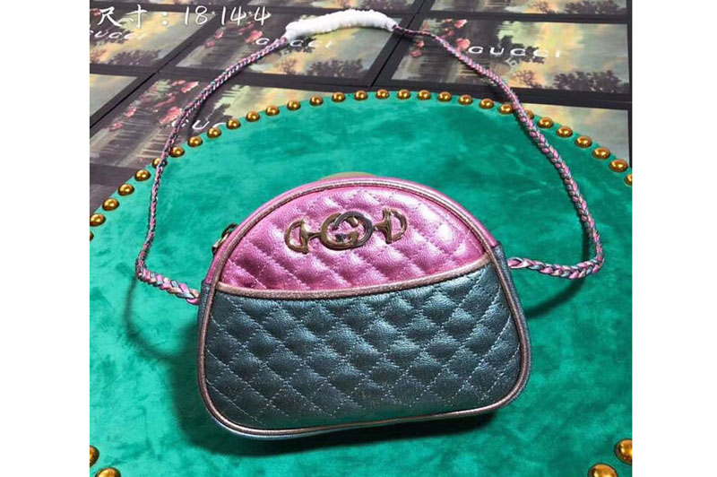 Gucci 534951 Laminated Leather Mini Bags Green And Pink