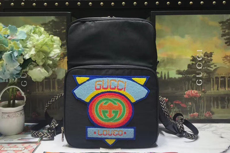 Gucci ‎536724 Medium backpack with Gucci '80s patch black nylon