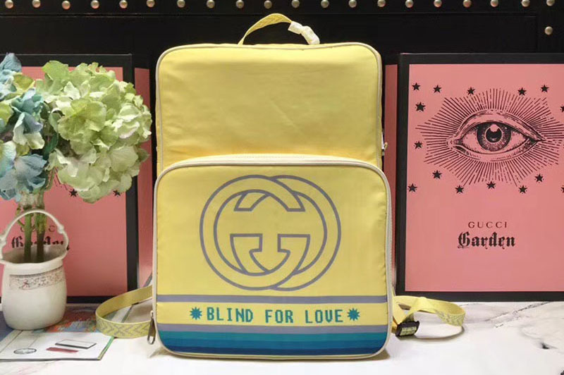 Gucci ‎536724 Medium backpack with Interlocking G print light yellow nylon